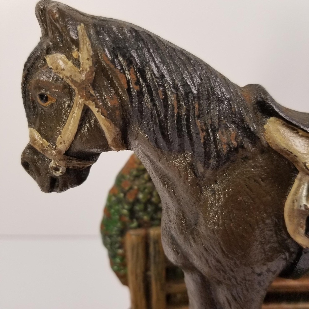 Vintage Cast Iron Horse Doorstop Hand Painted Equestrian Farmhouse Decor 7 Inch - Picture 4 of 11